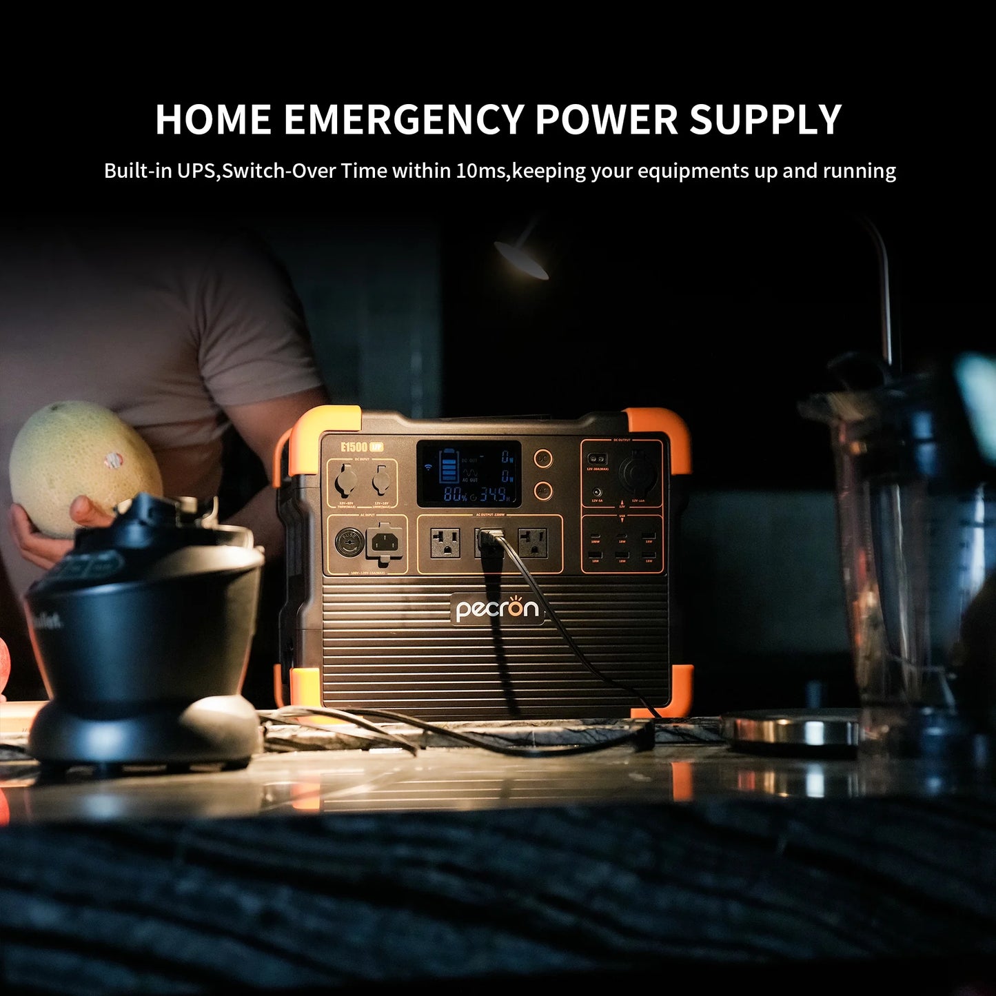 E1500LFP Portable Power Station 1536Wh Capacity 2200W AC Outport Solar Generators Lifepo4 Battery UPS for Indoor Home Backup Emergency Outdoor Camping RV Trip