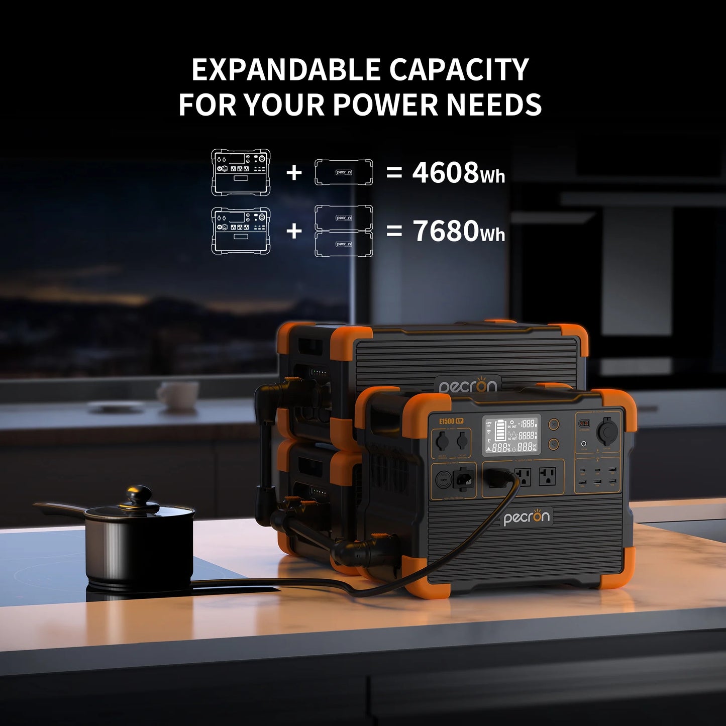 E1500LFP Portable Power Station 1536Wh Capacity 2200W AC Outport Solar Generators Lifepo4 Battery UPS for Indoor Home Backup Emergency Outdoor Camping RV Trip
