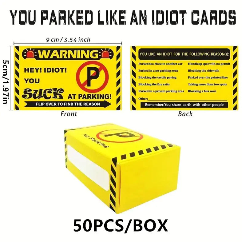 50-Pack No Parking Cards for Unauthorized Parking