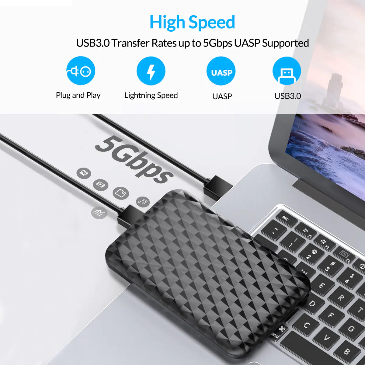 ORICO 2.5" External HDD Case USB 3.0 to SATA 5Gbps