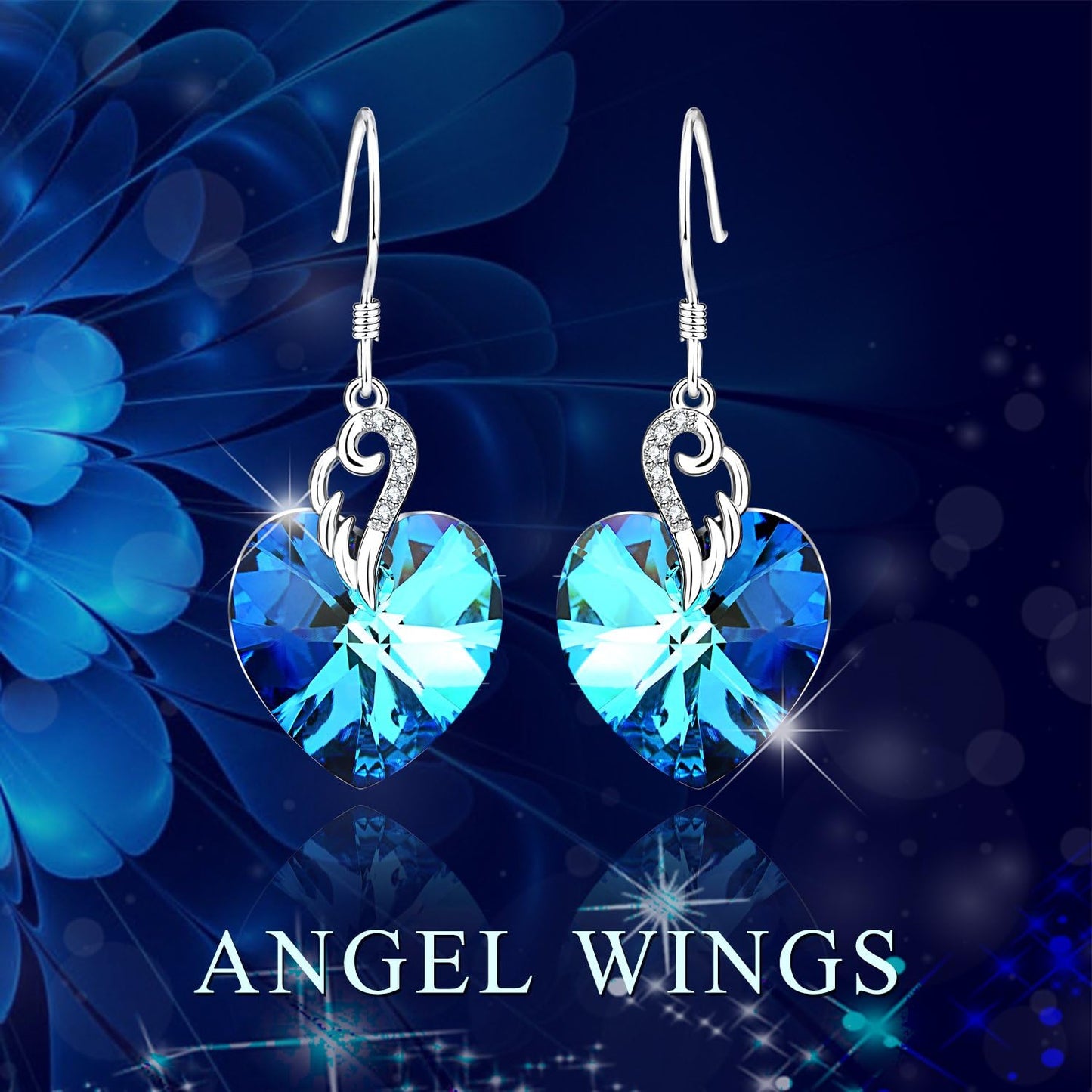 Austrian Crystal Heart Drop Dangle Earrings for Women Sterling Silver Heart Earrings Christmas Gift Birthday Gift Anniversary Jewelry Gift for Women