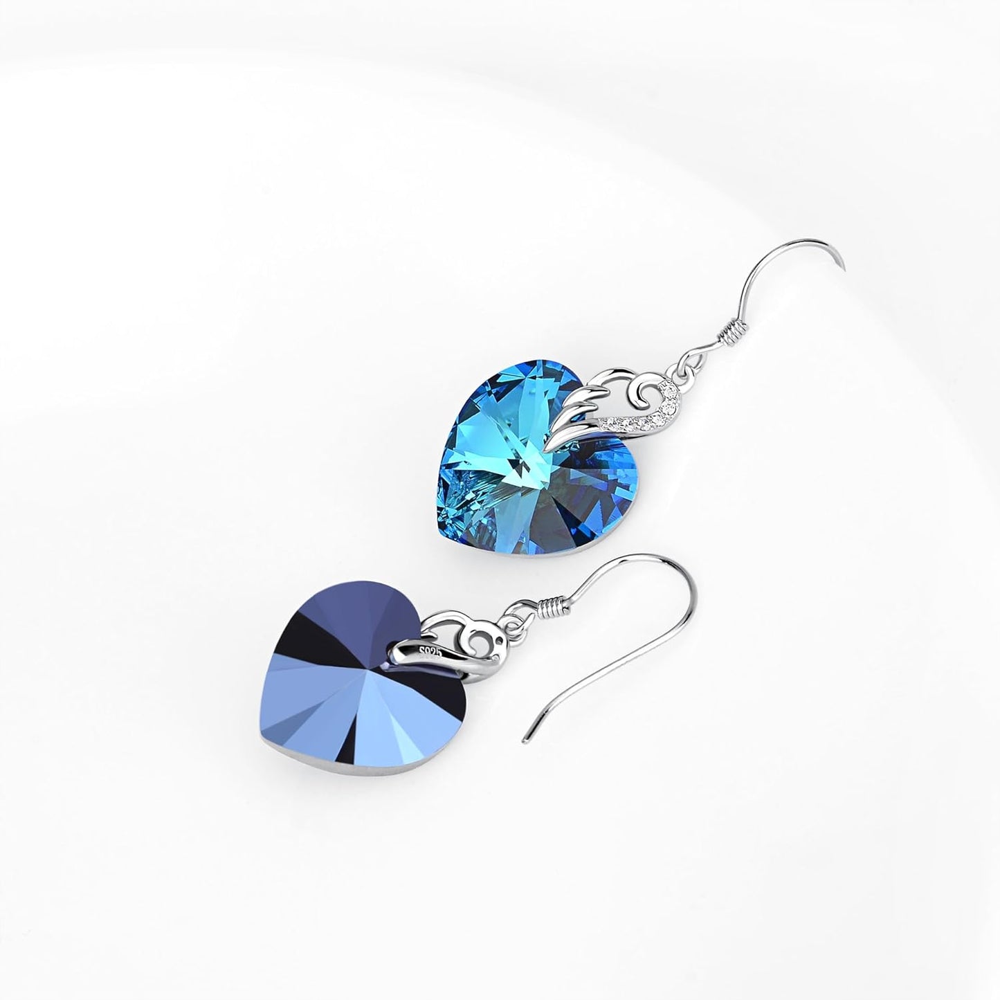 Austrian Crystal Heart Drop Dangle Earrings for Women Sterling Silver Heart Earrings Christmas Gift Birthday Gift Anniversary Jewelry Gift for Women