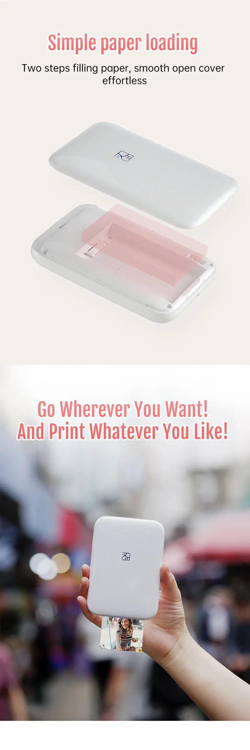 HPRT MT53 HD Wireless Pocket Photo Printer for iOS/Android