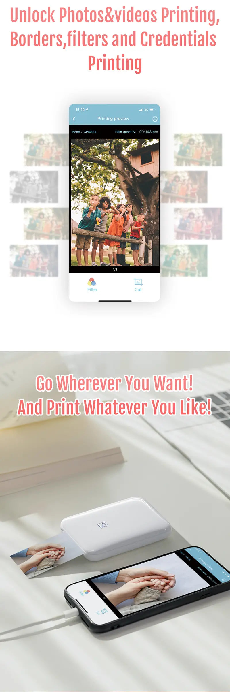 HPRT MT53 HD Wireless Pocket Photo Printer for iOS/Android
