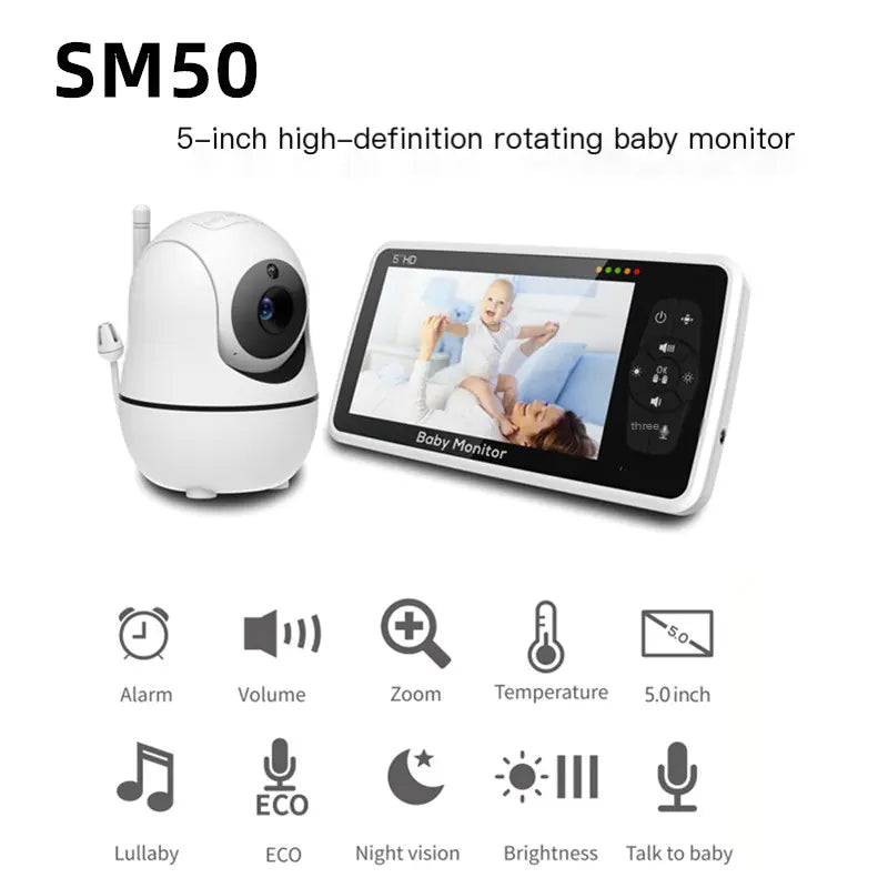 SM50 5-Inch HD Rotating Baby Monitor with Night Vision