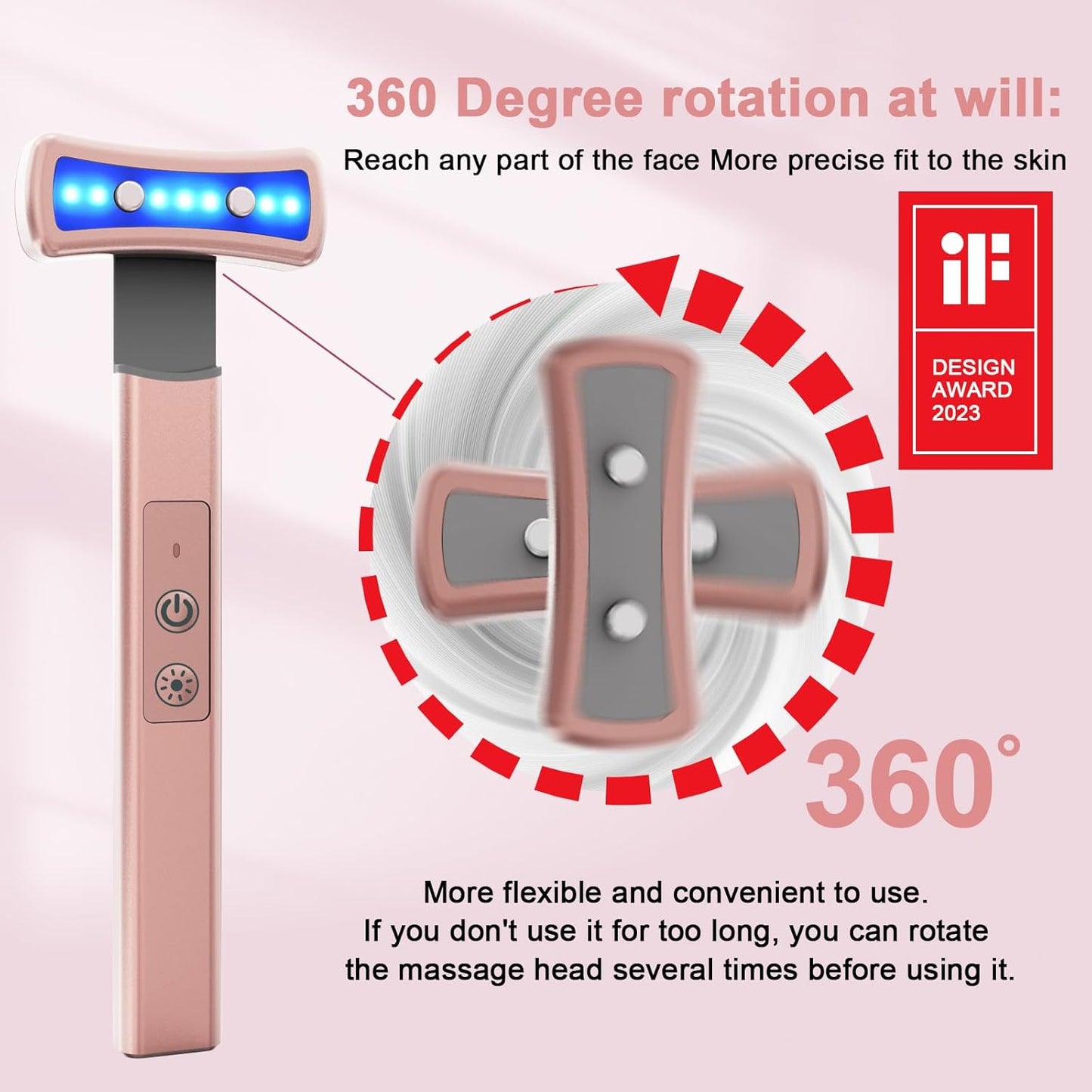 Red- Light -Therapy- For- Face， 6-In-1 LED Eye Light Therapy Device Facial Skin Care Wand with Face Massager.