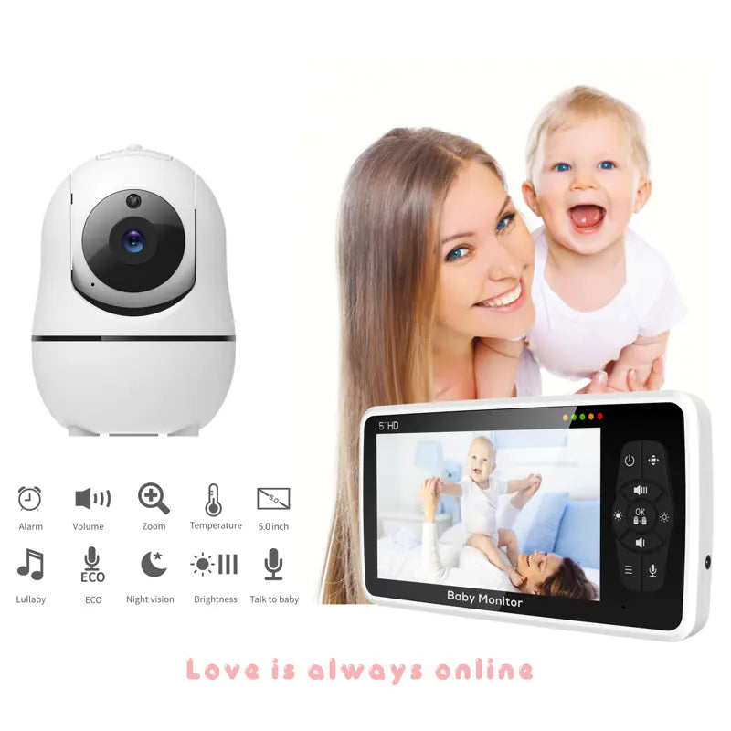 SM50 5-Inch HD Rotating Baby Monitor with Night Vision
