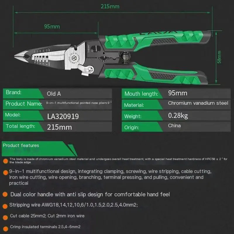 9-in-1 Multifunctional Electrician's Pliers Set